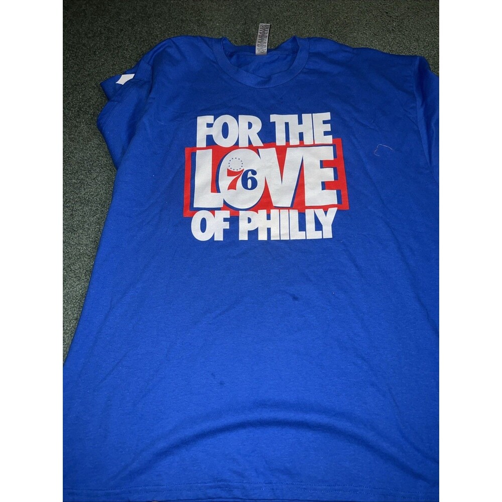 Philadelphia 76ers For the Love of Philly GILDAN Blue T-Shirt Men's Size X Large